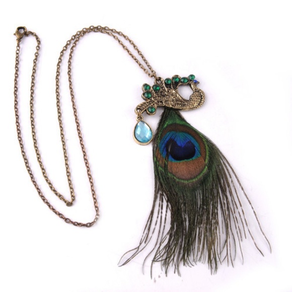 Necklace & Earrings - Peacock Secret Feather Set - Picture 4 of 8